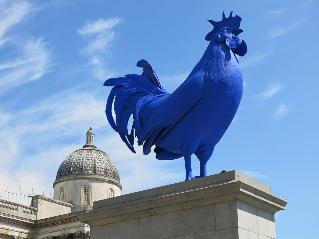 a big blue rooster. of course.