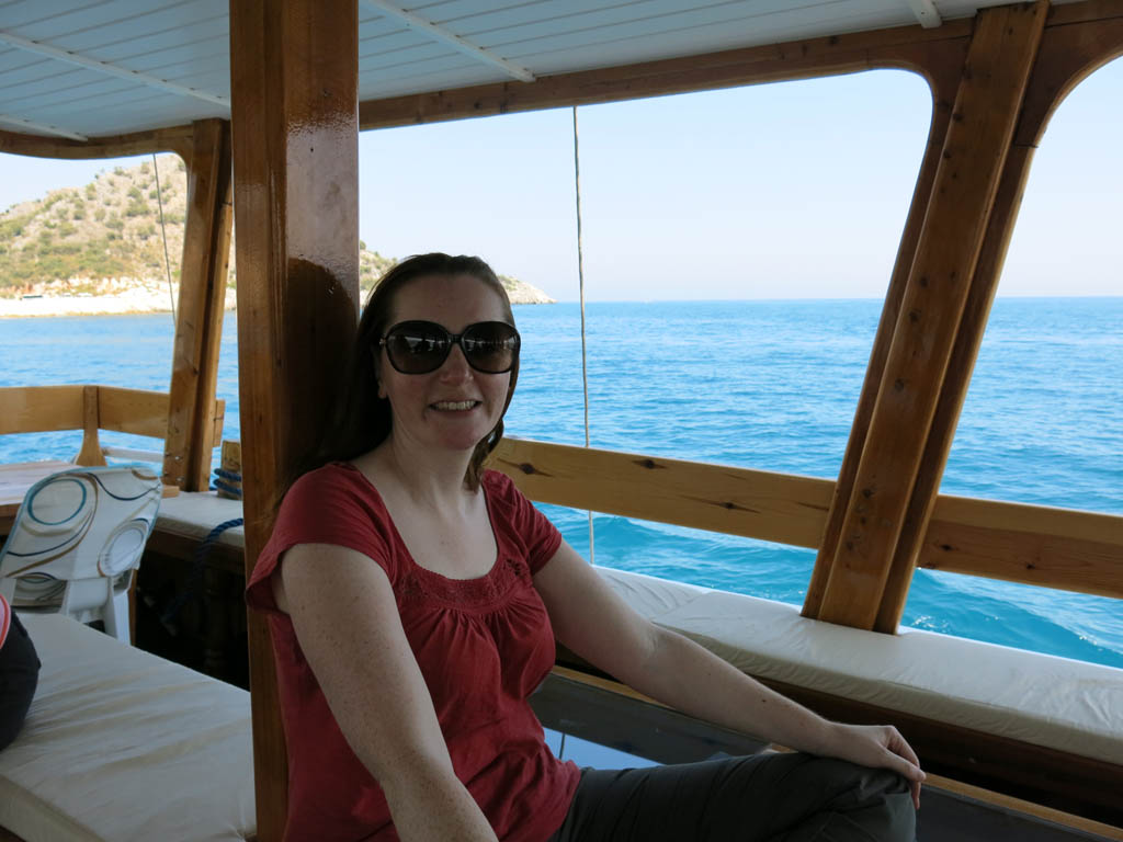 kate looking remarkably happy to be out on the sea